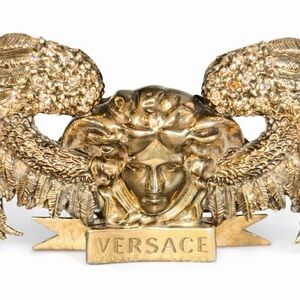 Versace Black Leather Logo Belt